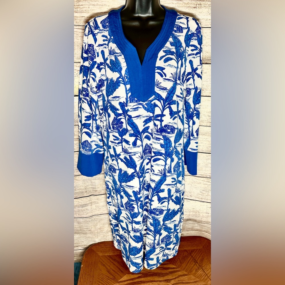 Peck and Peck Blue and white dress size medium